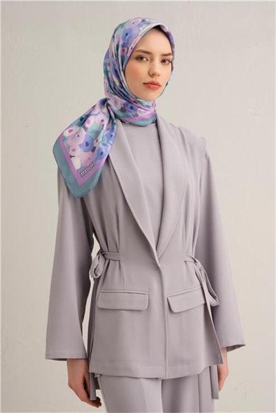 Armine Çiçek Desenli Saf İpek Twill Eşarp 9300D 57