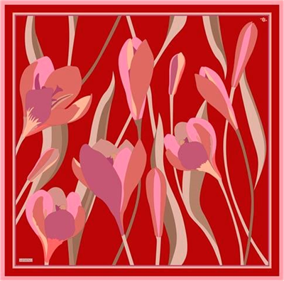 Armine Çiçek Desenli Saf İpek Twill Eşarp 9302D 02