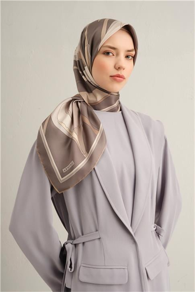 Armine Çiçek Desenli Saf İpek Twill Eşarp 9302D 04