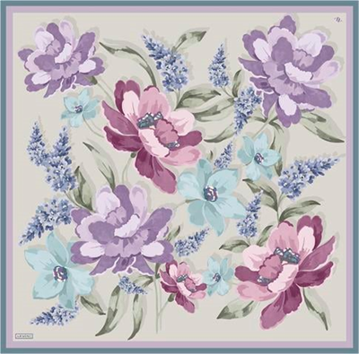 Armine Çiçek Desenli Saf İpek Twill Eşarp 9414D 6