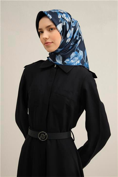 Armine Çiçek Desenli Saf İpek Twill Eşarp 9324D 51