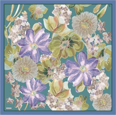 Armine Çiçek Desenli Saf İpek Twill Eşarp 9318D 35