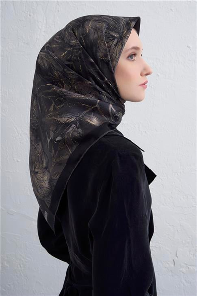 Armine Çiçek Desenli Saf İpek Twill Eşarp 9409D 85