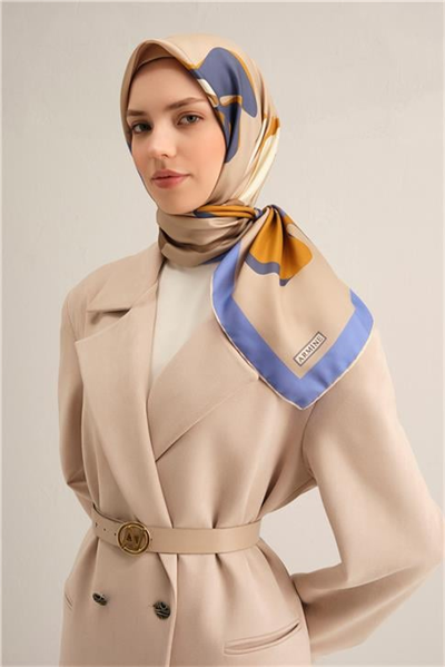 Armine Çiçek Desenli Saf İpek Twill Eşarp 9317D 34
