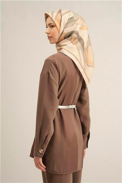 Armine Çiçek Desenli Saf İpek Twill Eşarp 9302D 81