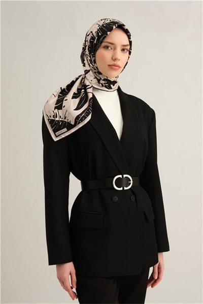 Armine Çiçek Desenli Saf İpek Twill Eşarp 9353D 04