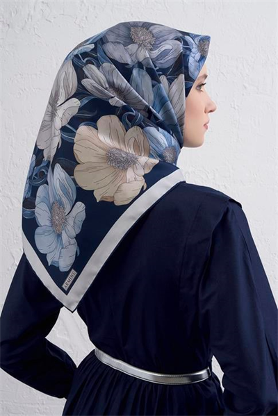 Armine Çiçek Desenli Saf İpek Twill Eşarp 9403D 83