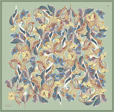 Armine Çiçek Desenli Saf İpek Twill Eşarp 9332D 57