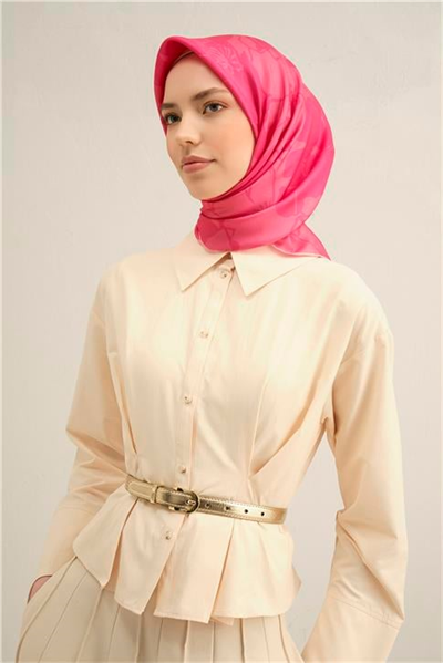 Armine Çiçek Desenli Saf İpek Twill Eşarp 9344D 30