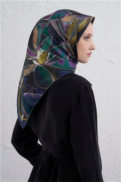 Armine Çiçek Desenli Saf İpek Twill Eşarp 9406D 84