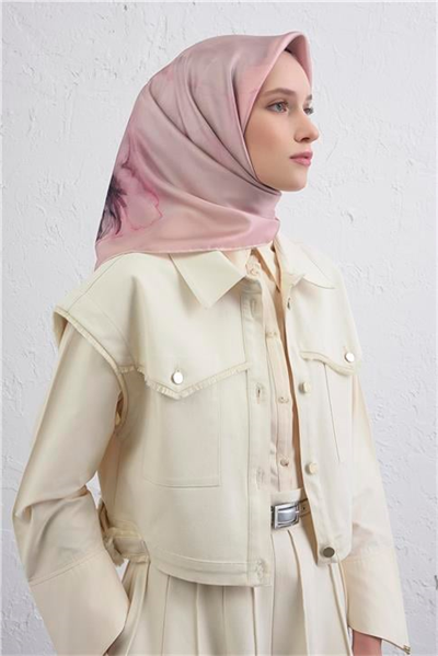 Armine Çiçek Desenli Saf İpek Twill Eşarp 9426D 29