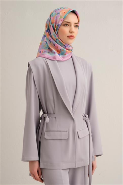 Armine Çiçek Desenli Saf İpek Twill Eşarp 9300D 06