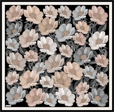 Armine Çiçek Desenli Saf İpek Twill Eşarp 9403D 84