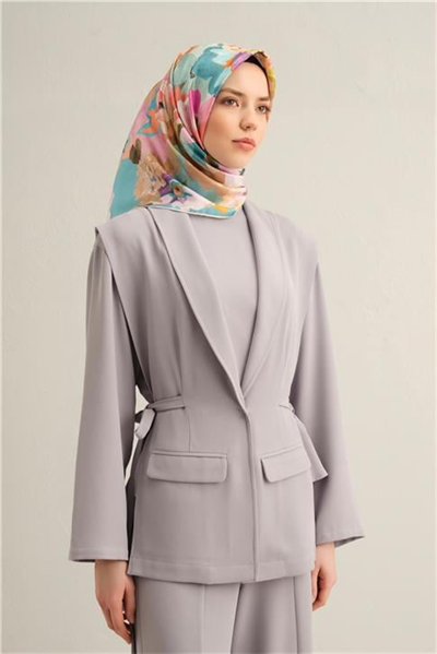Armine Çiçek Desenli Saf İpek Twill Eşarp 9334D 34