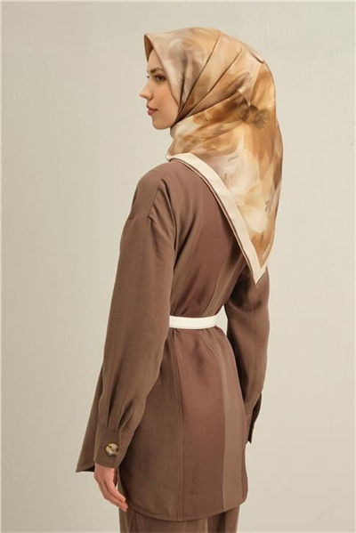 Armine Çiçek Desenli Saf İpek Twill Eşarp 9310D 36