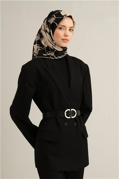 Armine Çiçek Desenli Saf İpek Twill Eşarp 9344D 39