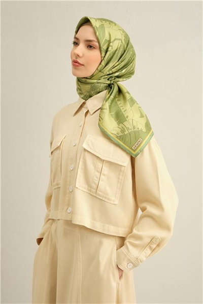 Armine Çiçek Desenli Saf İpek Twill Eşarp 9353D 56