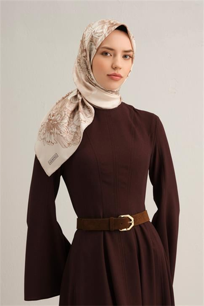 Armine Çiçek Desenli Saf İpek Twill Eşarp 9330D 80