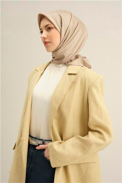 Armine Çiçek Desenli Saf İpek Twill Eşarp 9307D 32