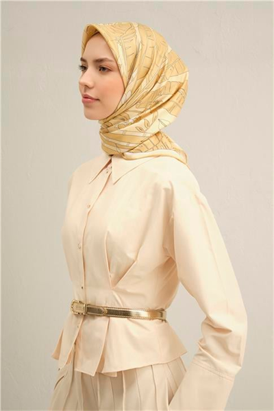 Armine Çiçek Desenli Saf İpek Twill Eşarp 9353D 35