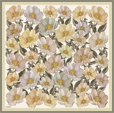 Armine Çiçek Desenli Saf İpek Twill Eşarp 9403D 38