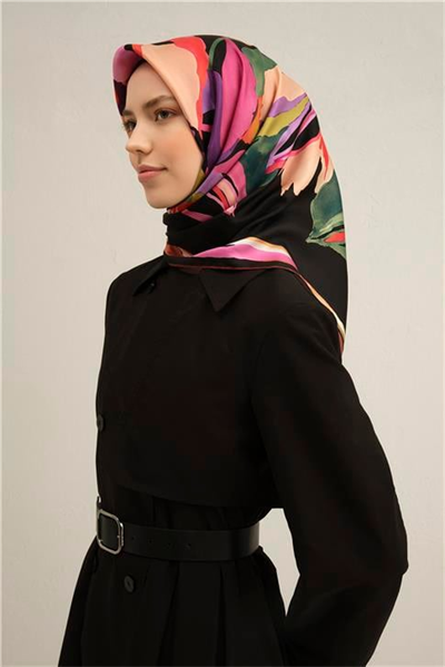 Armine Çiçek Desenli Saf İpek Twill Eşarp 9340D 36