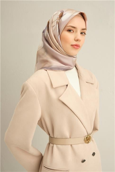 Armine Çiçek Desenli Saf İpek Twill Eşarp 9305D 06