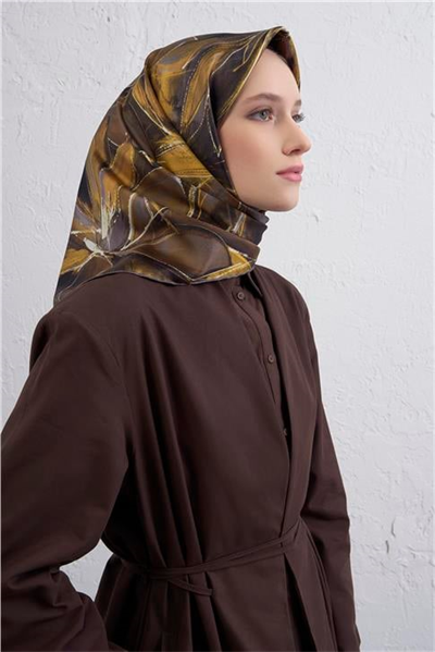 Armine Çiçek Desenli Saf İpek Twill Eşarp 9406D 82