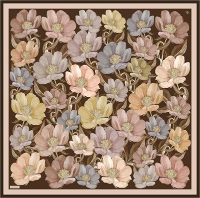 Armine Çiçek Desenli Saf İpek Twill Eşarp 9403D 36