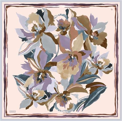 Armine Çiçek Desenli Saf İpek Twill Eşarp 9340D 35