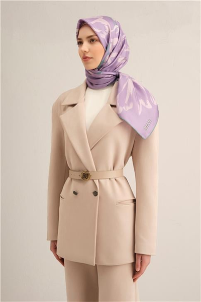 Armine Çiçek Desenli Saf İpek Twill Eşarp 9322D 57