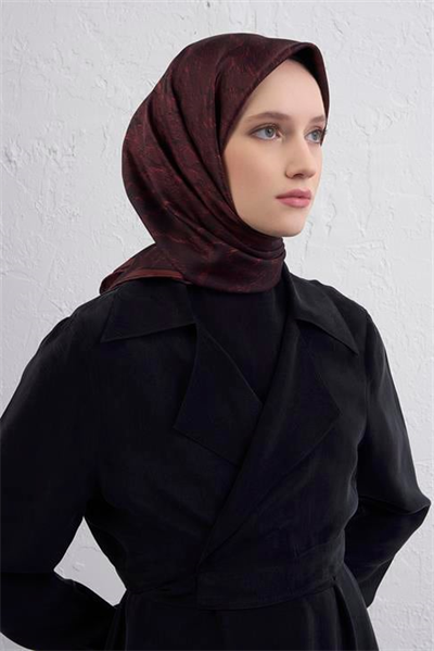 Armine Çiçek Desenli Saf İpek Twill Eşarp 9409D 03