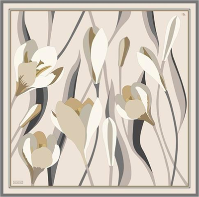 Armine Çiçek Desenli Saf İpek Twill Eşarp 9302 38