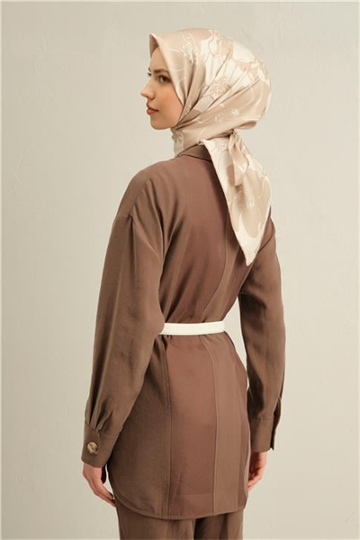 Armine Çiçek Desenli Saf İpek Twill Eşarp 9344D 31