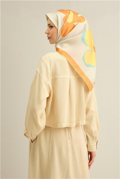 Armine Çiçek Desenli Saf İpek Sura Eşarp 9317D 80