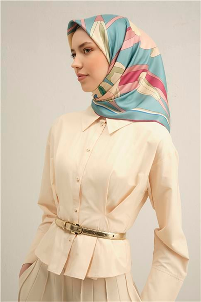 Armine Çiçek Desenli Saf İpek Twill Eşarp 9302D 54