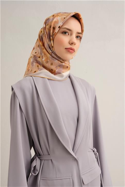Armine Çiçek Desenli Saf İpek Twill Eşarp 9300D 37