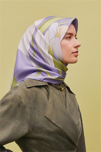 Armine Çiçek Desenli Saf İpek Twill Eşarp 9302D 06