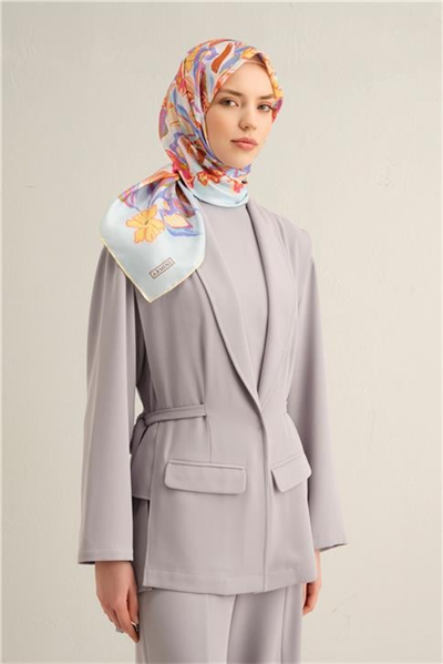 Armine Çiçek Desenli Saf İpek Twill Eşarp 9332D 58