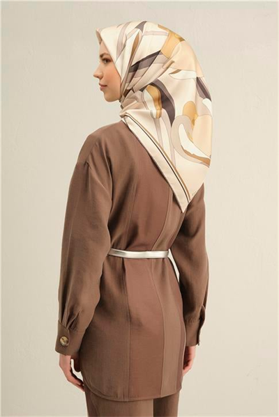 Armine Çiçek Desenli Saf İpek Twill Eşarp 9302 38