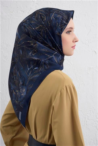 Armine Çiçek Desenli Saf İpek Twill Eşarp 9409D 81