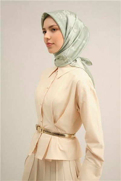 Armine Çiçek Desenli Saf İpek Twill Eşarp 9344D 37
