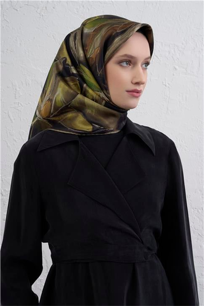 Armine Çiçek Desenli Saf İpek Twill Eşarp 9406D 05