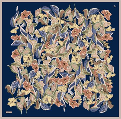 Armine Çiçek Desenli Saf İpek Twill Eşarp 9332D 37