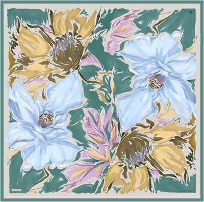 Armine Çiçek Desenli Saf İpek Twill Eşarp 9337D 50