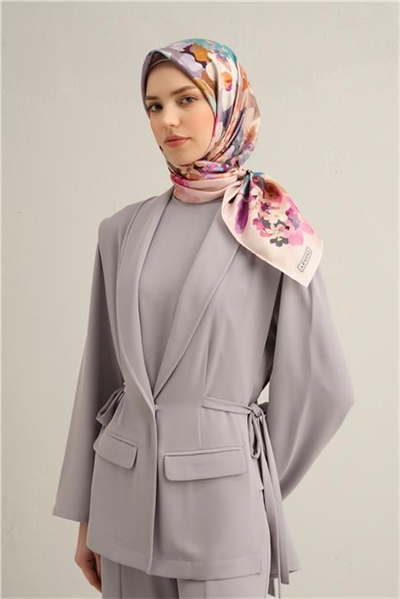 Armine Çiçek Desenli Saf İpek Twill Eşarp 9334D 39