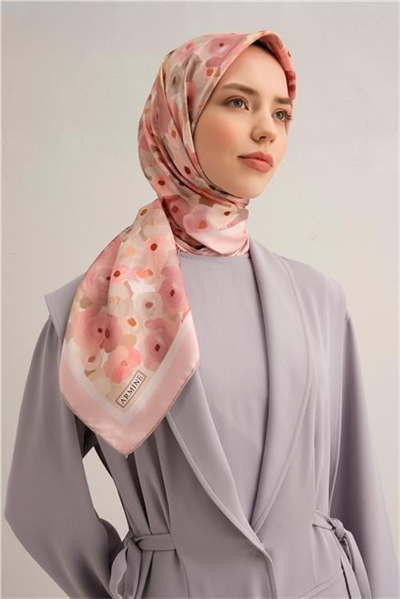 Armine Çiçek Desenli Saf İpek Twill Eşarp 9300D 35