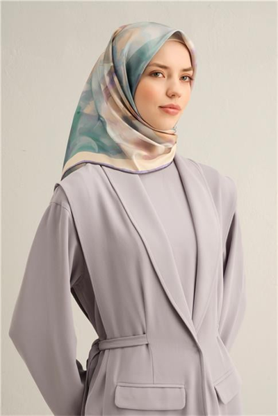 Armine Çiçek Desenli Saf İpek Twill Eşarp 9310D 32