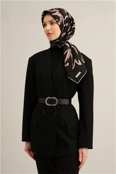 Armine Çiçek Desenli Saf İpek Twill Eşarp 9322D 13