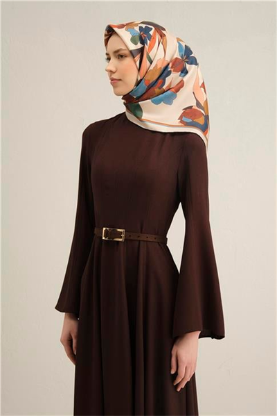 Armine Çiçek Desenli Saf İpek Twill Eşarp 9312D 04
